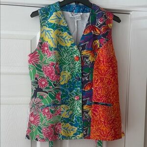 Lilly Pulitzer Multicolor Floral Women's Vest Blouse Sz S (8-10)